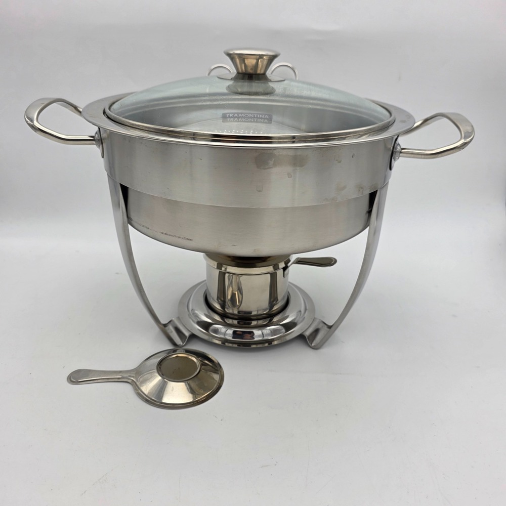 Tramontina 3 qt. Chafing Dish 18/10 Stainless Steel 2.8 L Lid Holder Box